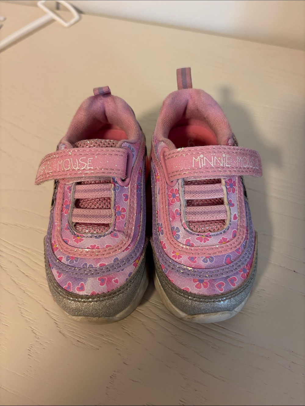Disney Minnie Mouse Pink and Silver Light-Up Kids Sneakers - Picture 2 of 5